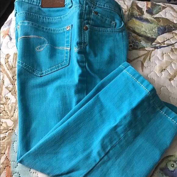 Justice Jeans  turquoise girls  size 10R  great shape 4 pockets heart 💜 - Picture 2 of 10